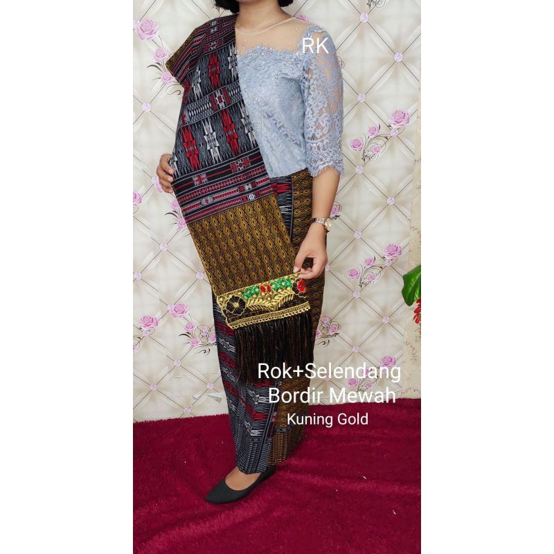 Rok Selendang Katun Bordir Cantik dan Mewah Motif Tumtuman