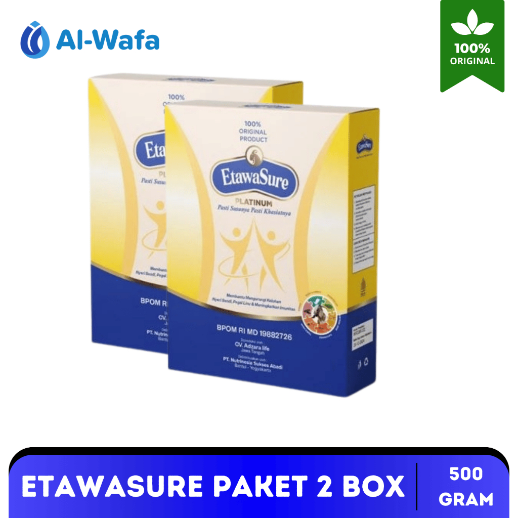 

Etawasure Paket 2 Box Susu Kambing Etawa Untuk Nyeri Sendi dan Asam Urat 500 Gram