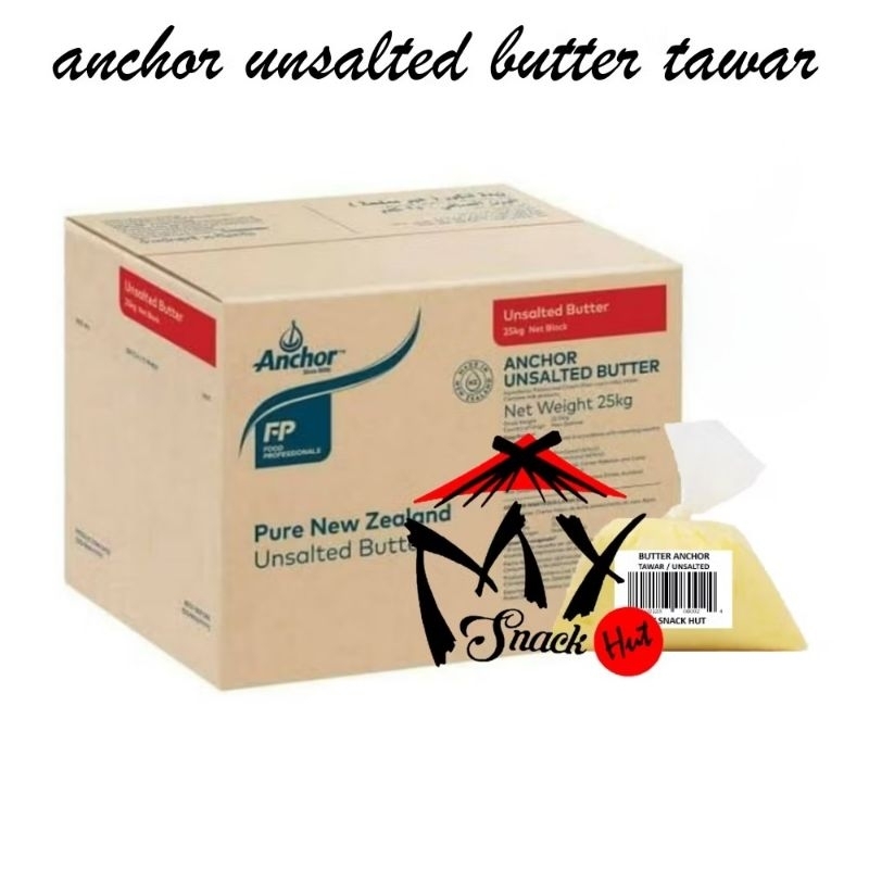 

ANCHOR UNSALTED BUTTER 100GR MENTEGA TAWAR ANCOR PURE SUSU SAPI MPASI ROTI MEMASAK KUE KERING HALAL