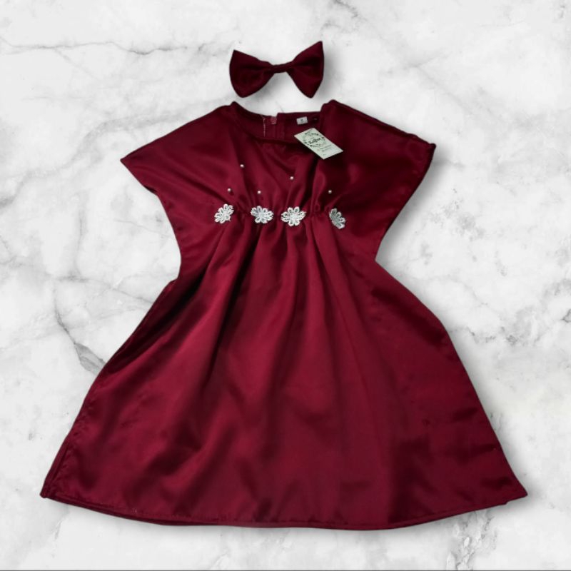 kaftan lebaran/baju anak perempuan/kaftan bunga mutiara 1-3 tahun