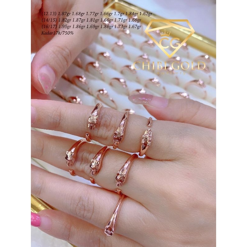 CHIBI GOLD - Cincin Macan cincin panther cincin emas 750 kadar 17k