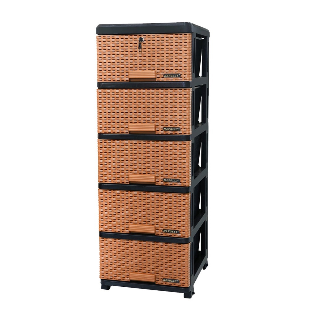 NAPOLLY Kontainer Rotan + Kunci / Lemari Plastik / Laci 5 Susun & 4 Susun