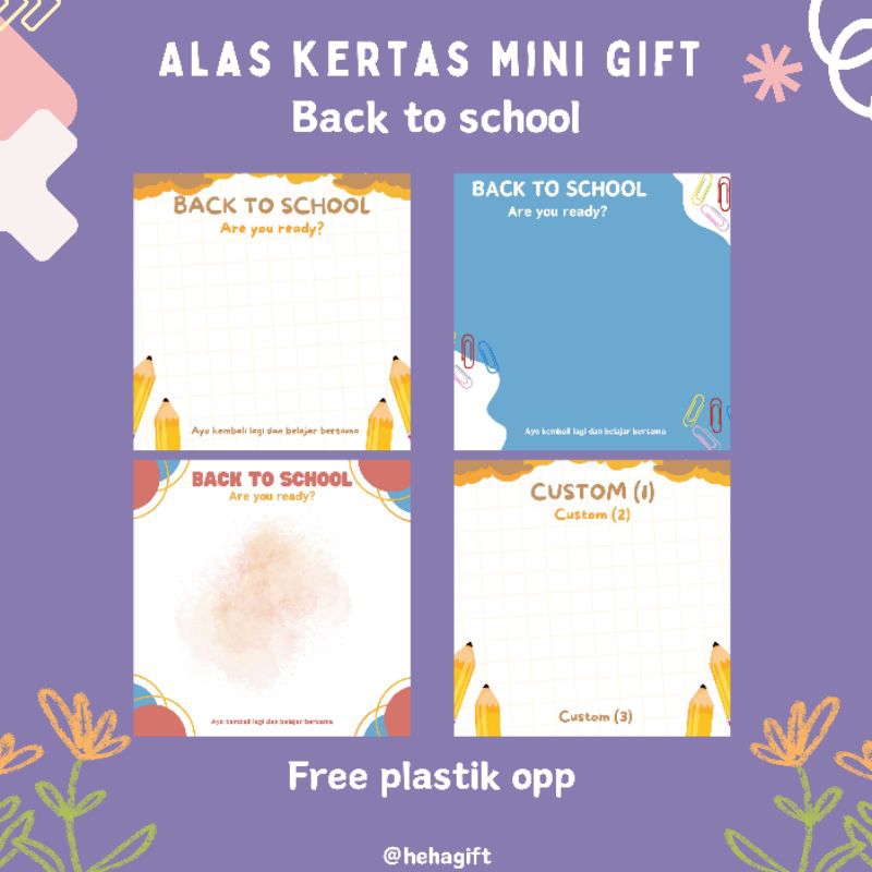 

Alas Kertas Mini Gift| Edisi Back To School | Alas Packing Custom | Kertas Mini Gift