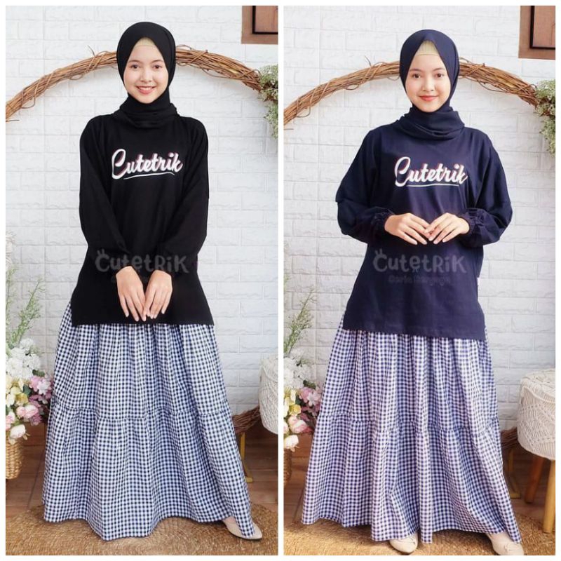 KOREAN STYLE  CUTETRIK SETELAN ROK TUNIK KAOS ANAK DAN REMAJA by CUTETRIK