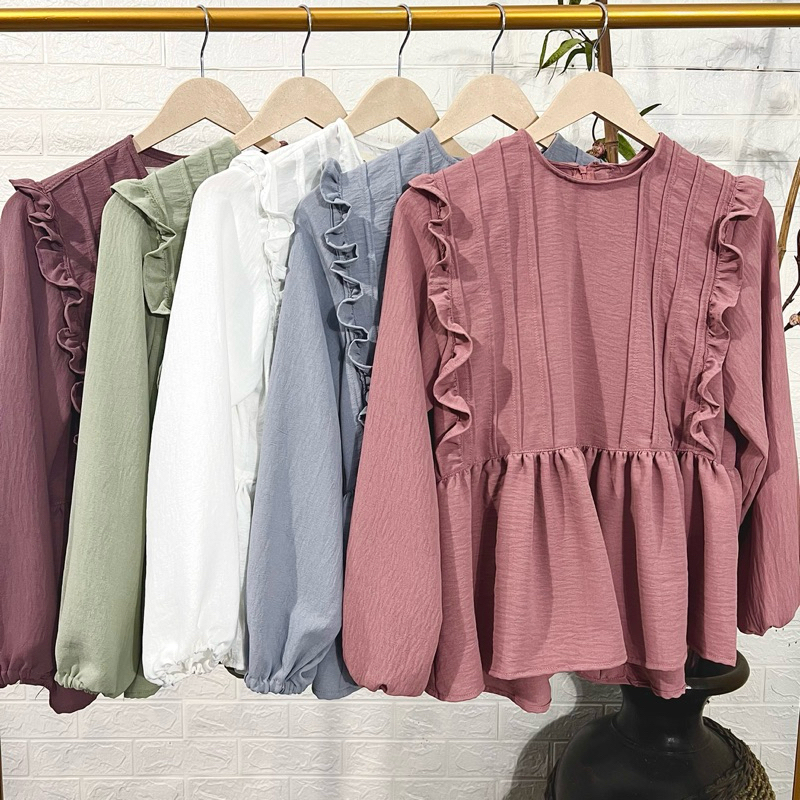 Freesia Blouse / Atasan Wanita / Korean Blouse/ Hijab OOTD