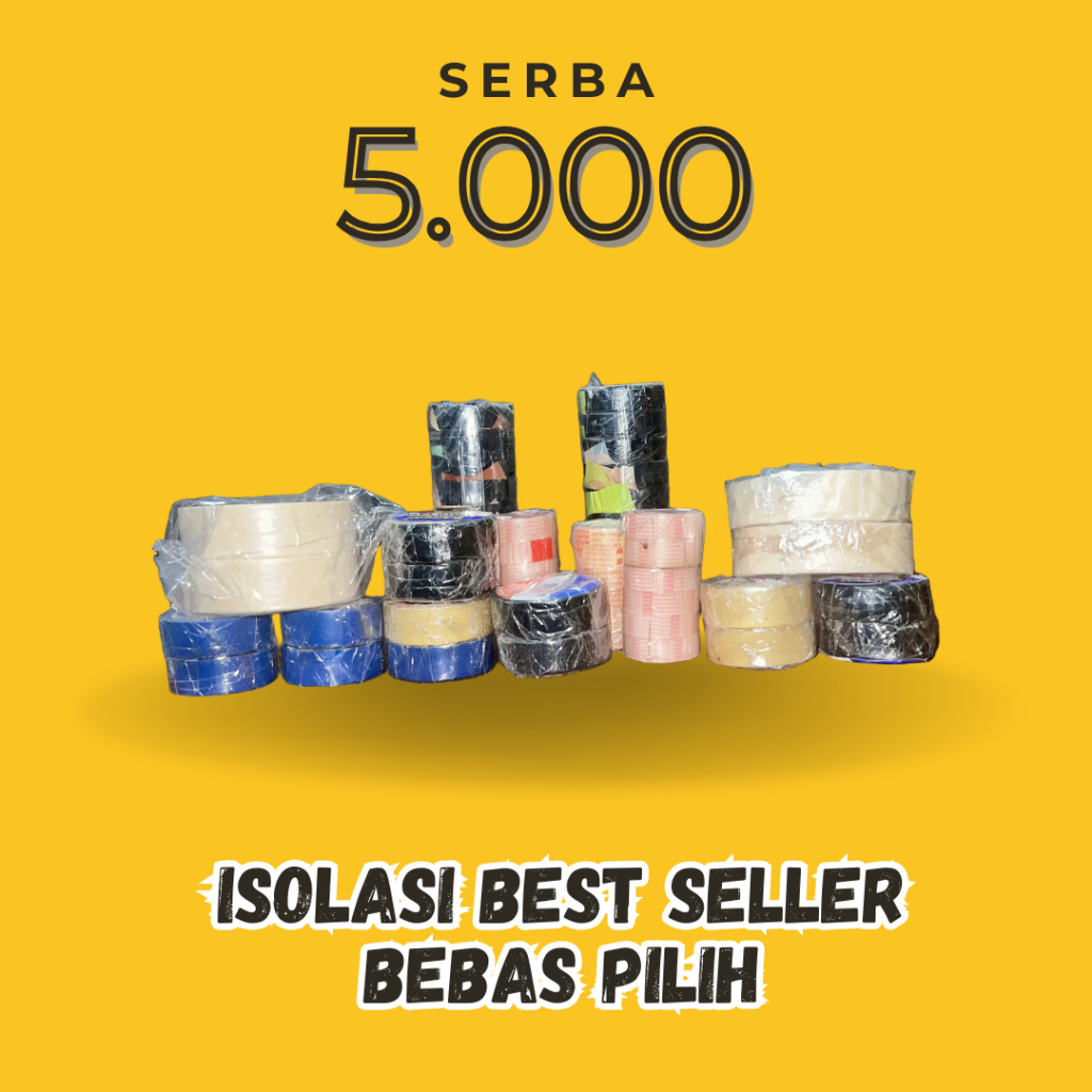 

serba 5000 solasi selotip murah isi 10 isi 5 / solasi lakban hitam/ solasi kertas / solasi kabel / solasi bening