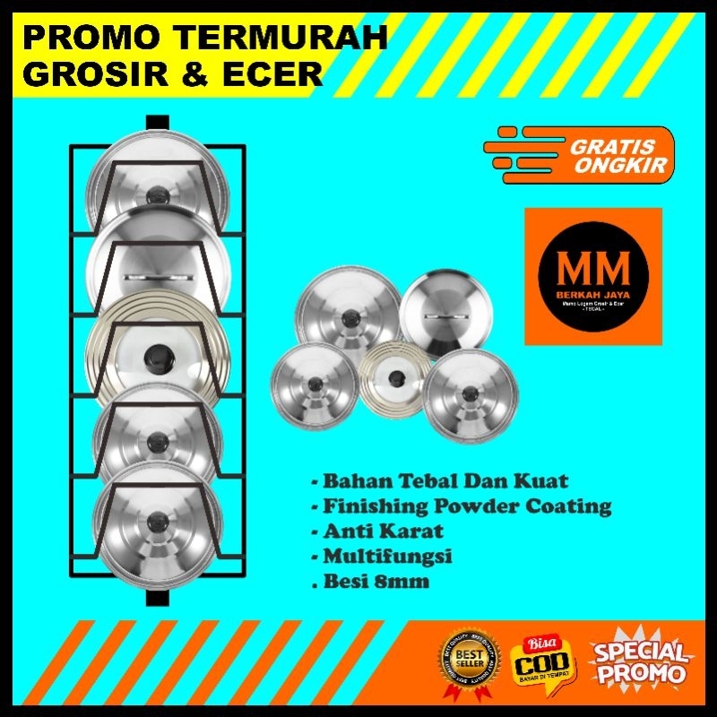 Rak Tutup Panci / Termurah / Besi Baja Tebal