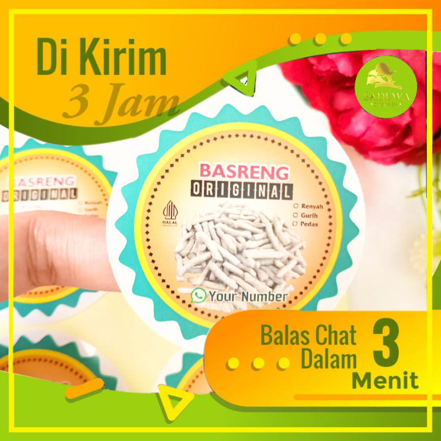 

Sadewa Stiker Label Cemilan Basreng Pedas Bulat Chromo Sticker Kemasan Pouch Makanan Uk.Kecil 2-4