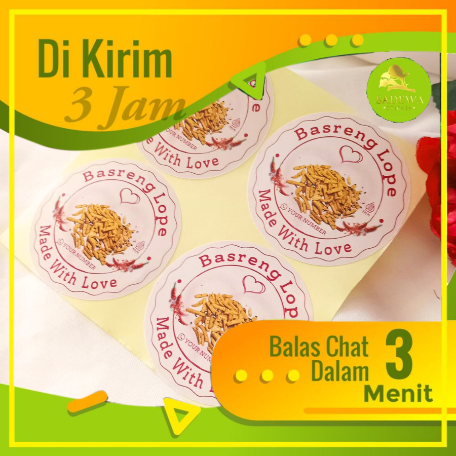 

5-8 Sadewa Stiker Basreng Kripik Sticker Keripik Baso Goreng Pedas Label Jajan Custom Nama Uk.Sedang