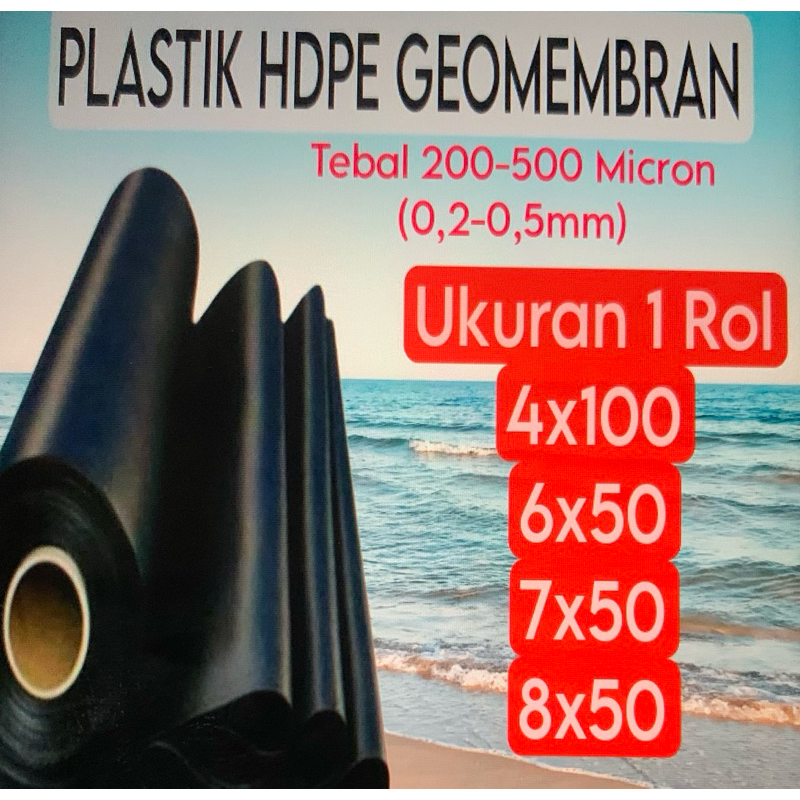 1 Rol Plastik Hdpe Geomembran Tebal 200-500 Micron ( Terpal Tambak & kolam ikan )