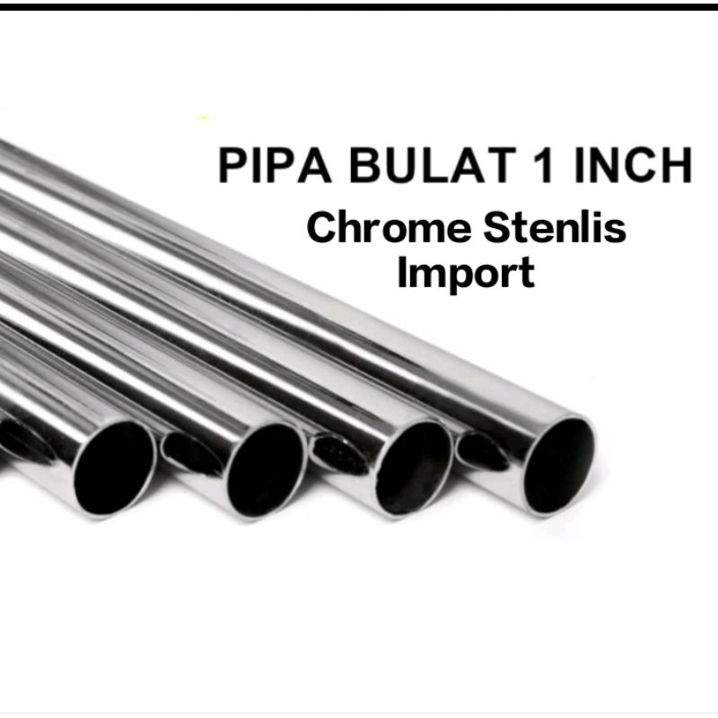 DEW Pipa Bulat Chrome Stenlis 120 cm/Pipa Bulat Chrome/BESI Tiang Pipa Bulat/Display Hanger BAJU