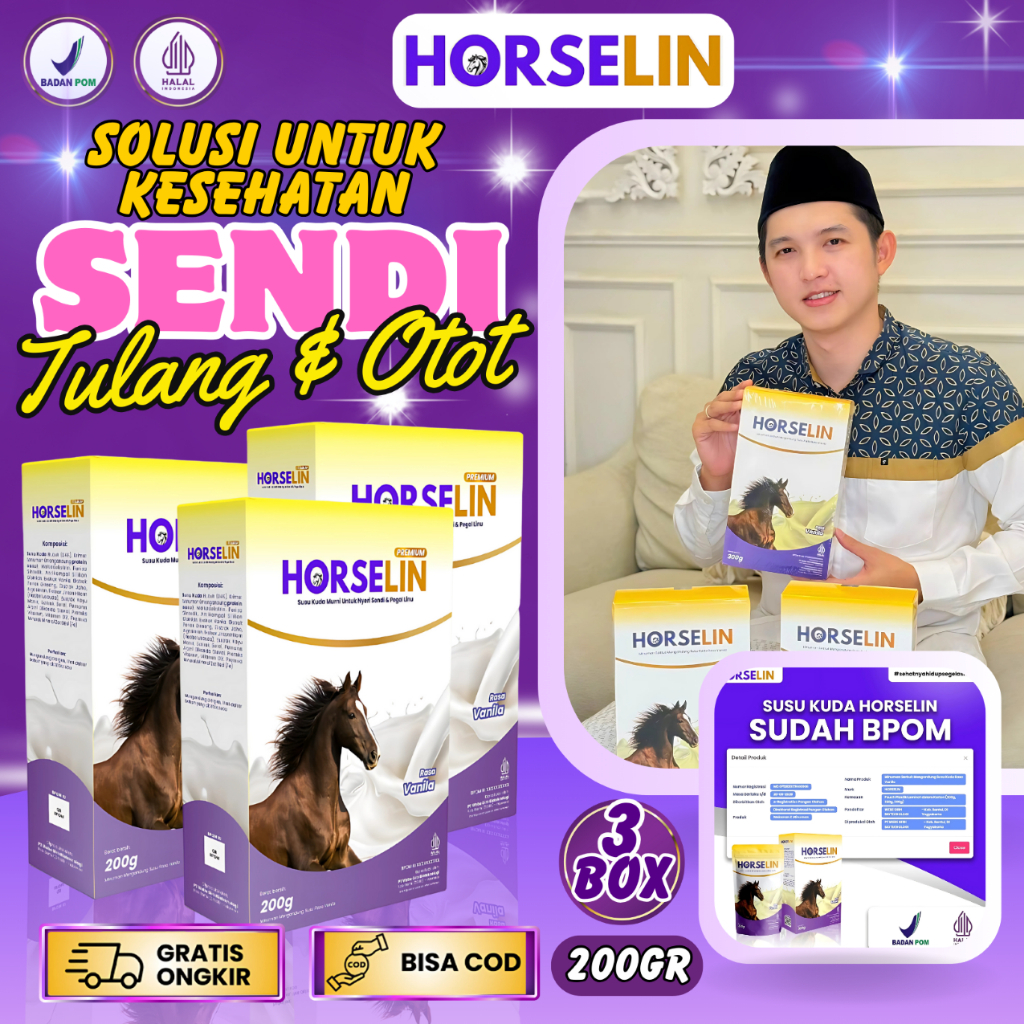 

HORSELIN 3 BOX - Susu Kuda Horselin 200gr Asli Sumbawa Original Atasi Nyeri Sendi Otot dan Tulang