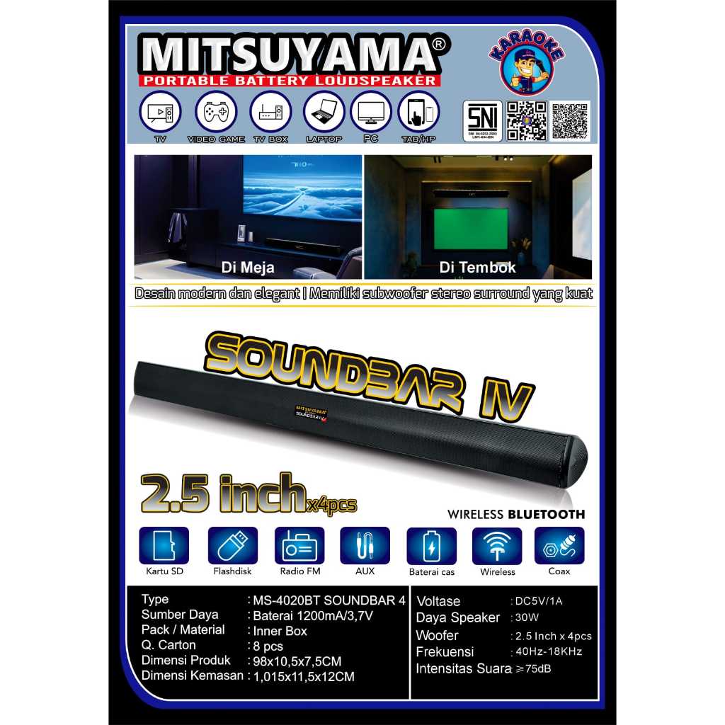 COD~Speaker TV SoundBar N 2.5 inch Wireless Bluetooth Mitsuyama Home Theater Speaker Bluetooth panja