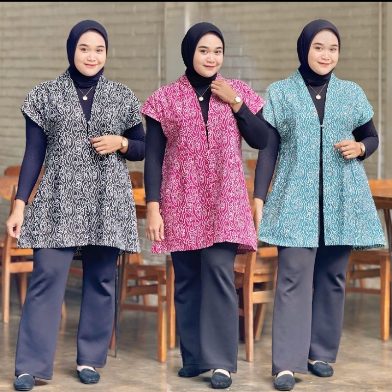 OUTER BATIK CARDIGAN JUMBO LD 120 130 140 CM MUAT BB 125 KG BAHAN KATUN