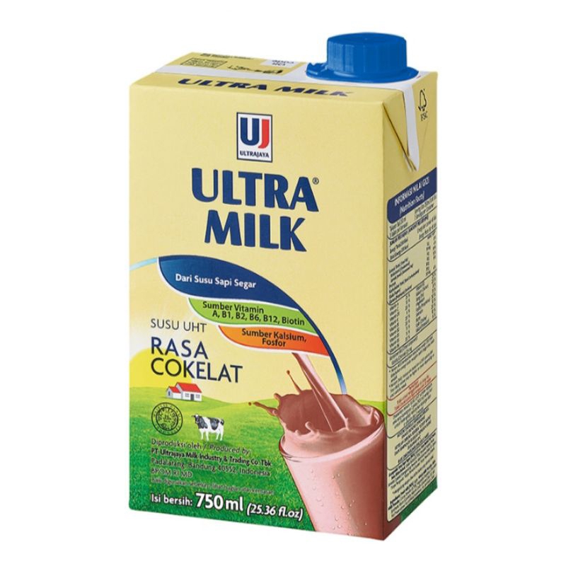 

Ultramilk susu UHT full cream dan coklat 750 ml