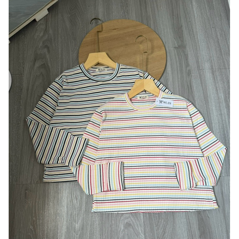 Kaos stripe lengan panjang wanita / pria