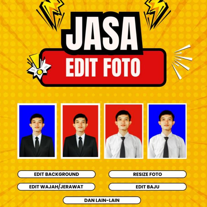 Jasa edit foto / edit pas foto / costum edit / edit wajah / edit background / edit kemeja / edit jas