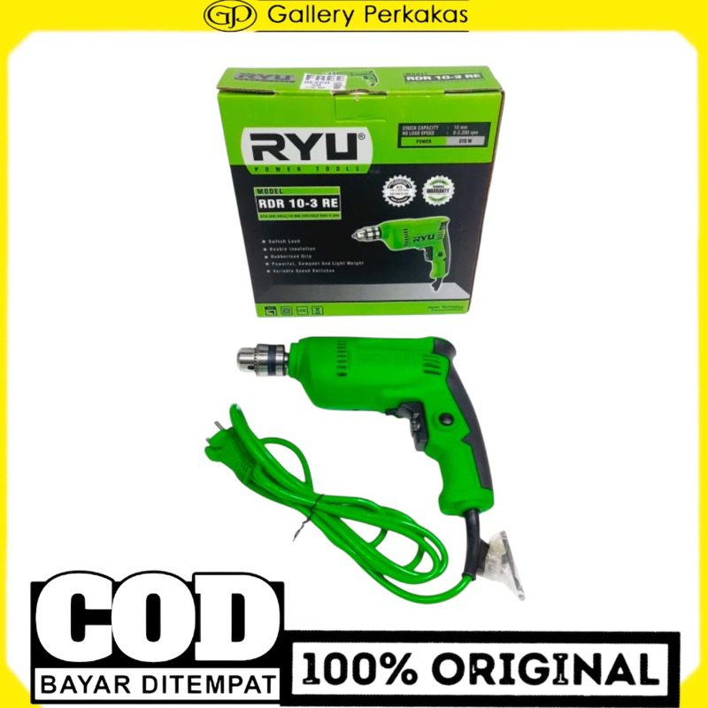 MESIN BOR TANGAN LISTRIK 10 MM RYU BOLAK BALIK RDR 10-3 RE