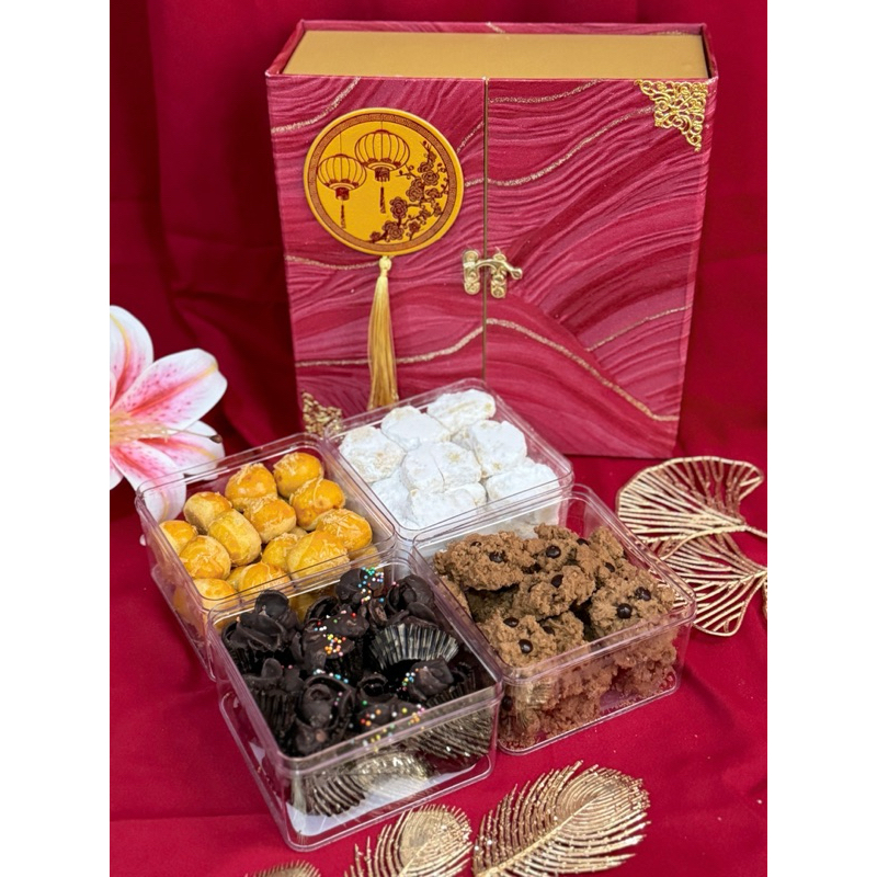 

hampers imlek premium gift set kue premium nastar kue salju snow cornflakes chocochips kue kering enak imlek lebaran hantaran parcel imlek