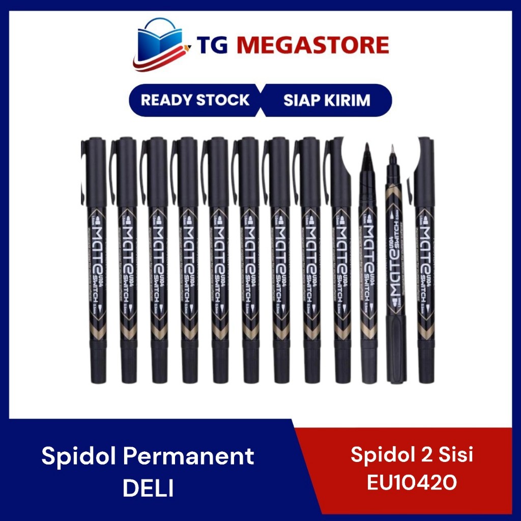 

Spidol DELI Permanent Marker 2 Sisi - EU104XX