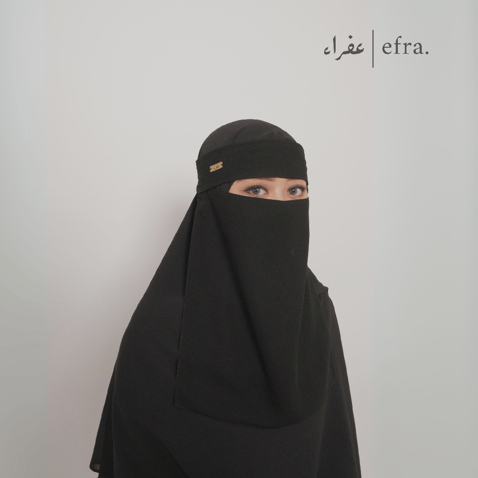 Efra | Cadar Bandana Plat Emas A | Cadar Niqab Niqob Nikob Nikab Bandana Sifon Arab Saudi Premium