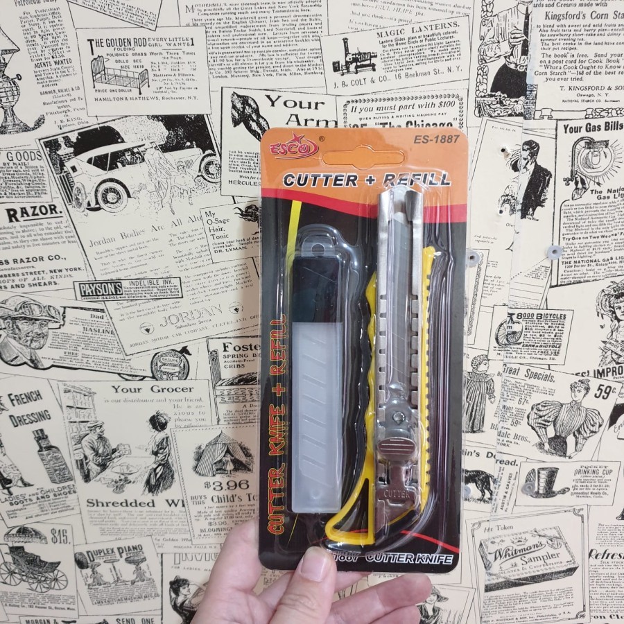 

KLN - Cutter ESCO Free Refill Set ES-1887 - Pisau Kater Pemotong Kertas Serbaguna Paper Knife * Harga Per Set ( Alat + Refil)