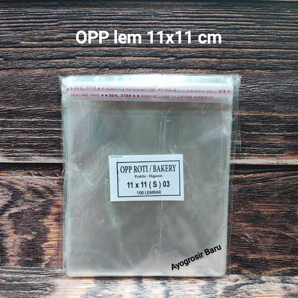 

OPP lem 11x11 isi 100 lembar Plastik Seal Roti Kue Bolu