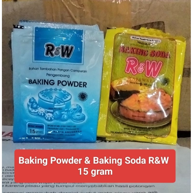 

Baking Powder dan Baking Soda R&W 1 Pak isi 10 pcs berat 15 gram ( Boleh Mix )