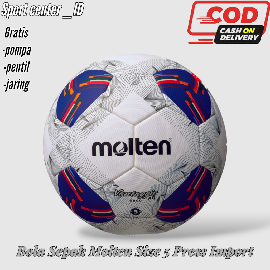 MOLTEN Bola Sepak Molten Size 5 Original Bola Kaki Press Import Kualitas Turnament