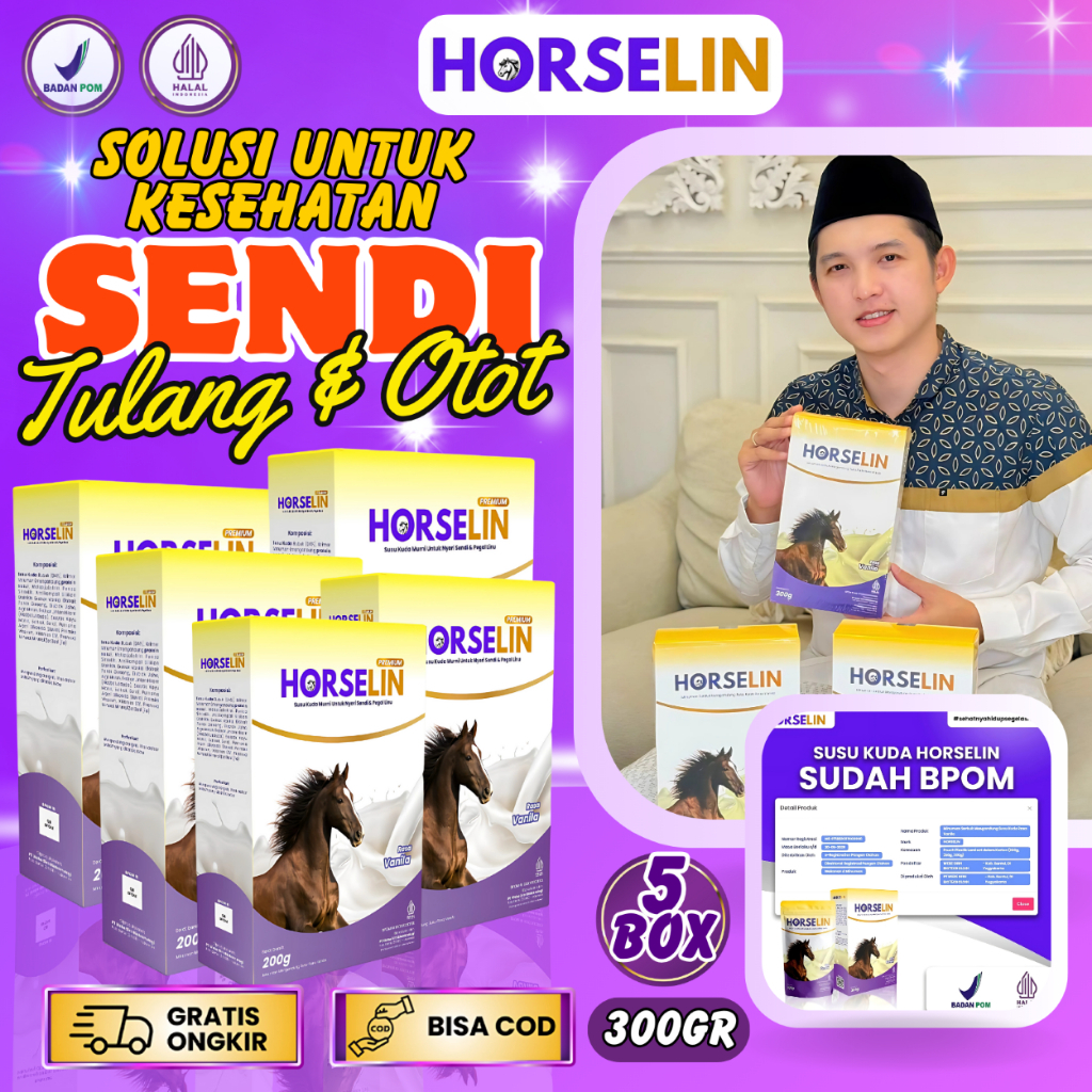 

PROMO 5 BOX HORSELIN 300GR - Susu Kuda Liar Sumbawa Original Untuk Asam Urat Rematik Syaraf Kejepit