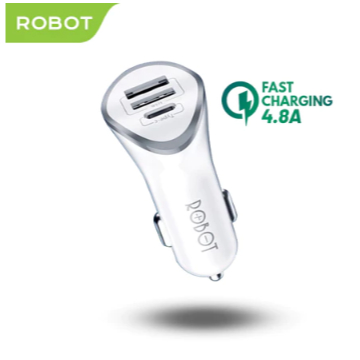 ROBOT Car Charger 3 Port Fast Charging Mobil Type C Micro Adapter Charger Mobil RT-C08 Car Charger C