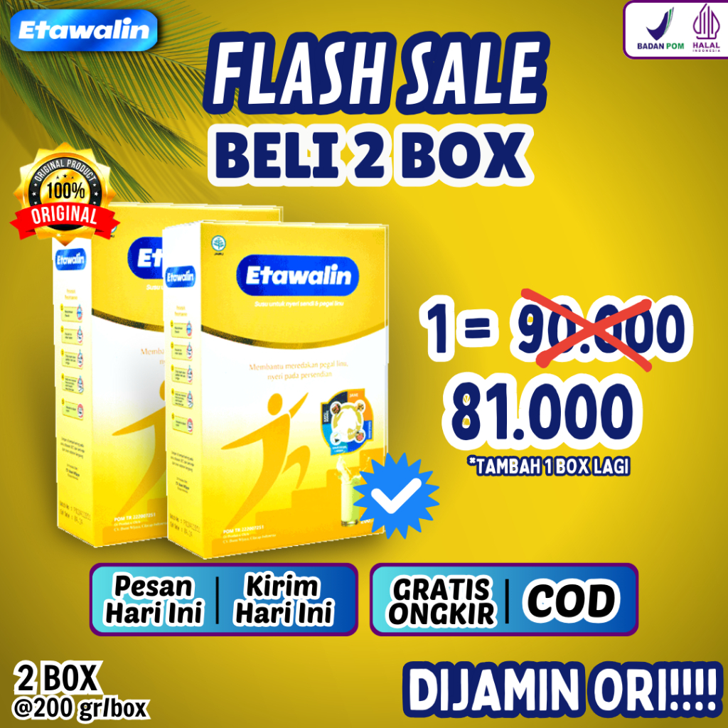 

PAKET 2 BOX ETAWALIN - MERINGANKAN GEJALA ASAM URAT, KOLESTEROL, REMATIK