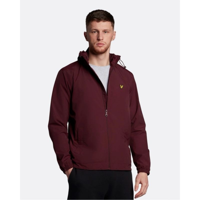 Lyle and Scott Zip Through Hooded Jacket Burgundy Original