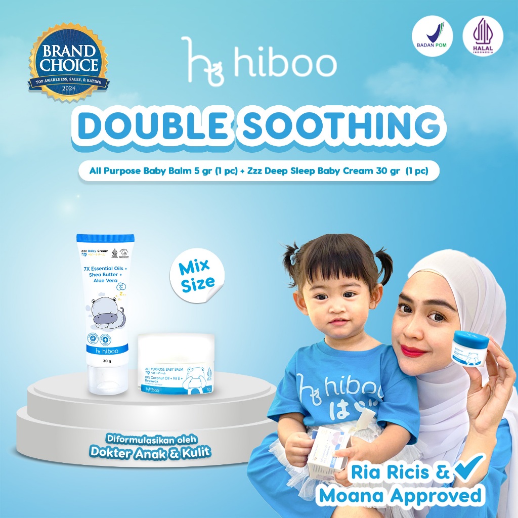 hiboo Special Bundling All Purpose Baby Balm 5g & Zzz Deep Sleep Baby Cream 30g – Calming Baby Balse