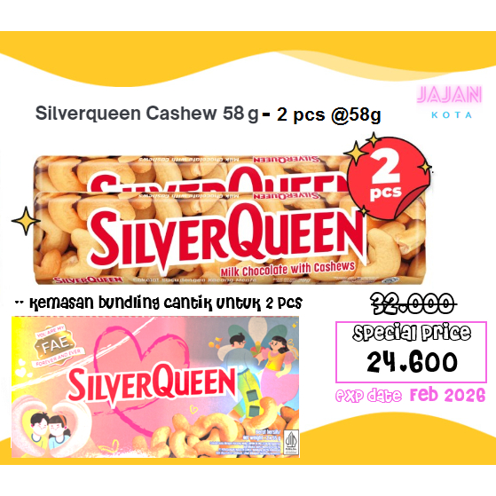 

Silverqueen Cashew 58 gram (isi 2 pcs @ 55 g)