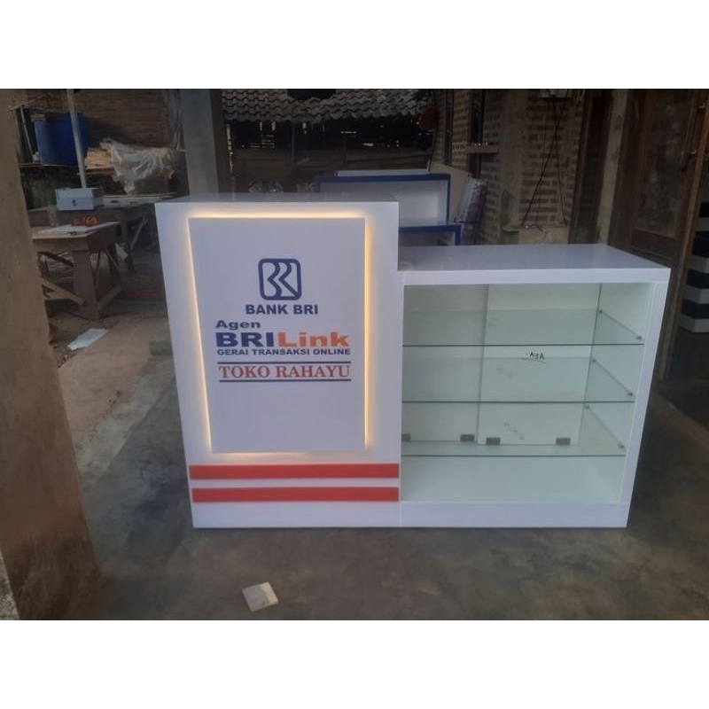 etalase brilink meja kasir meja brilink finishing hpl plywood 9mm