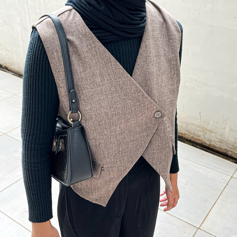 Vest Wanita Zalina Coklat / Vest Polos / Atasan Wanita / Vest Wanita