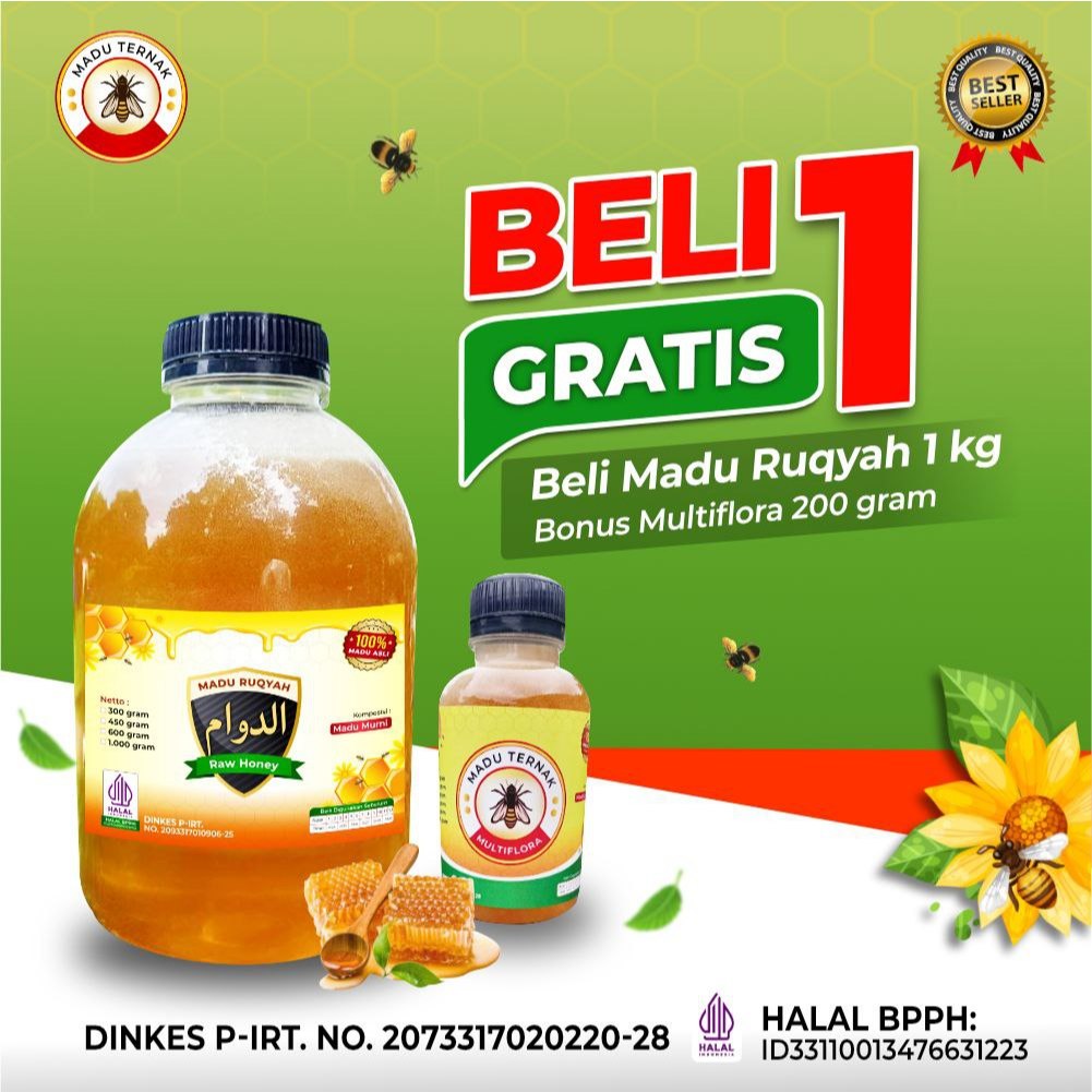 

MADU MURNI RUQYAH AD DAWAM #1 KG BONUS 200 gr MADU MULTIFLORA