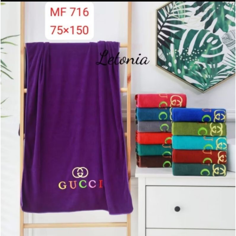 Handuk Mandi Dewasa Ukuran JUMBO 75x150 cm Bordir Gucci