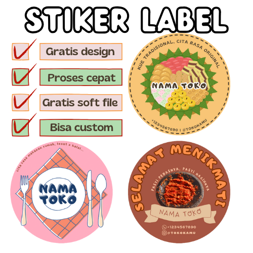 

STIKER LABEL / BULAT / 3x3 /4x4 / 5x5 / 6x6 / 7x7 / CUSTOM / LOGO PRODUK /
