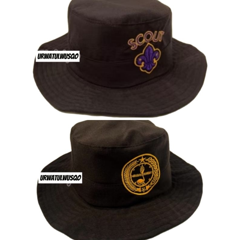 topi rimba pramuka polos coklat / topi pramuka / topi bucket hats