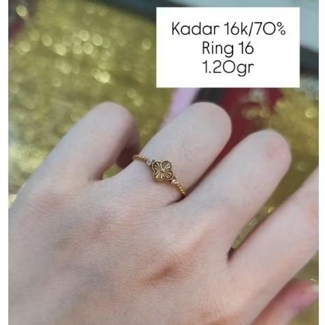 Cincin Emas Kadar 70%/16K Cincin Clover Cincin Emas Asli