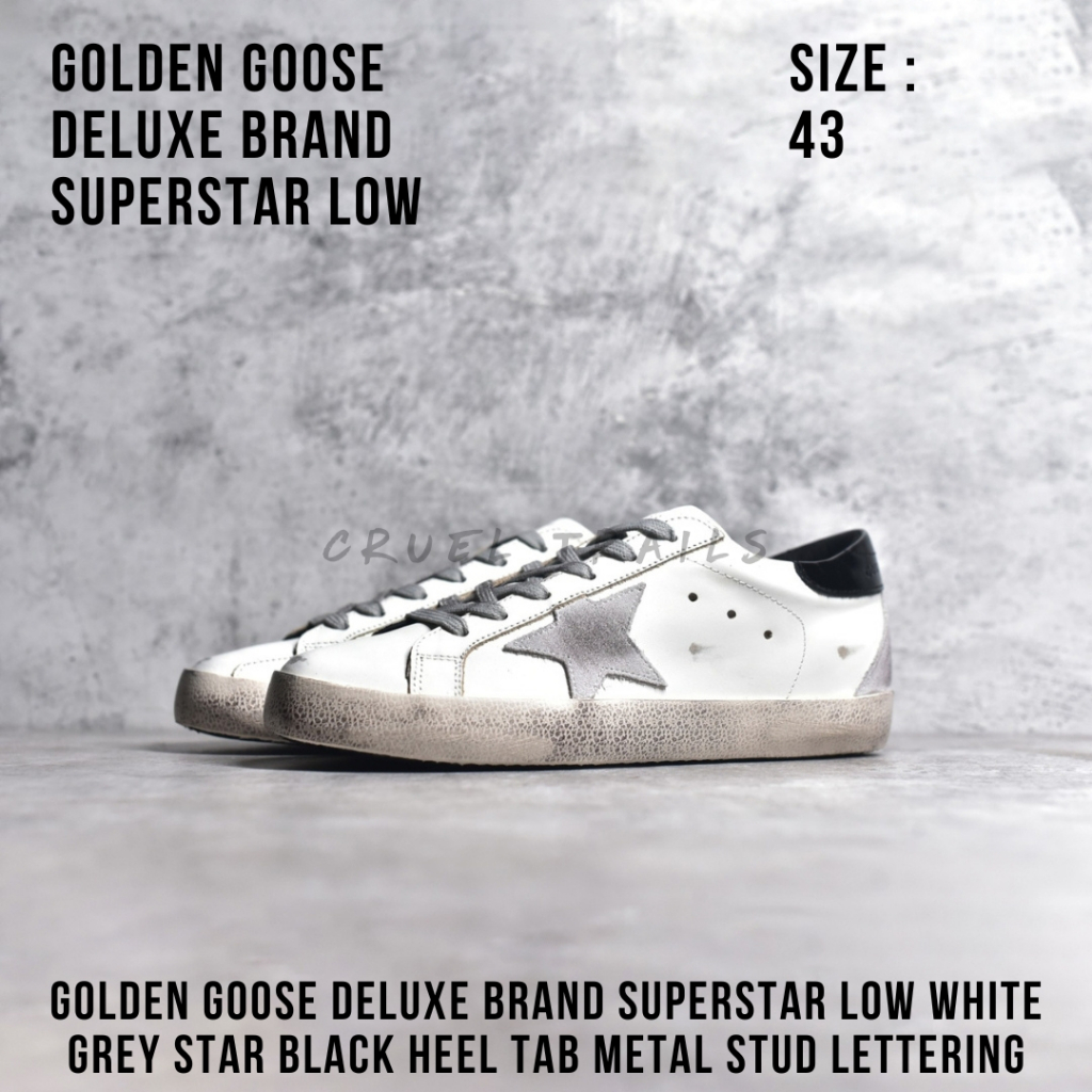 READY STOCK SIZE 43 - Golden Goose Deluxe Brand (GGDB) Superstar Low White Grey Star Black Heel Tab 