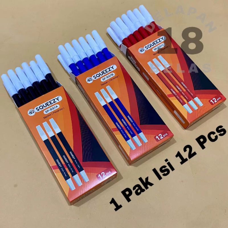 

1 Lusin Spidol Marker Squeezy(12 Pcs) Kualitas Bagus / Spidol Kecil Murah