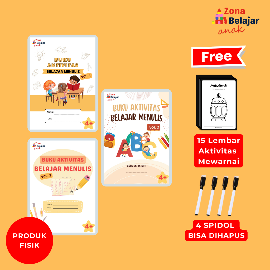 BUKU AKTIVITAS BELAJAR MENULIS ANGKA DAN HURUF UNTUK ANAK USIA 4 TAHUN KE ATAS - BUKU AKTIVITAS ANAK