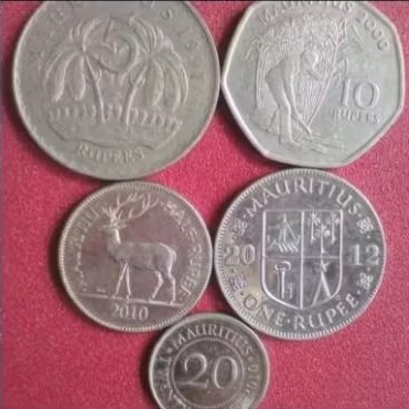 koin set Mauritius 5 keping (20 cent - 5 rupee)