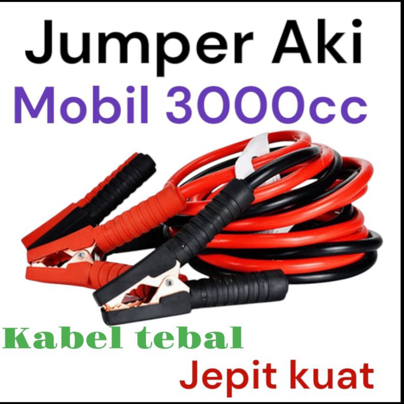 Kabel Jumper Aki Mobil 3000cc Panjang 3 Meter dengan Penjepit Tembaga dan Lapisan PVC