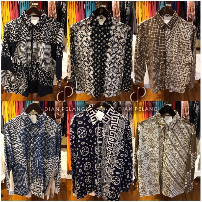 kemeja list resmi katun batik cap baju pria mewah kondangan lebaran  by Dian Pelangi official pekalo