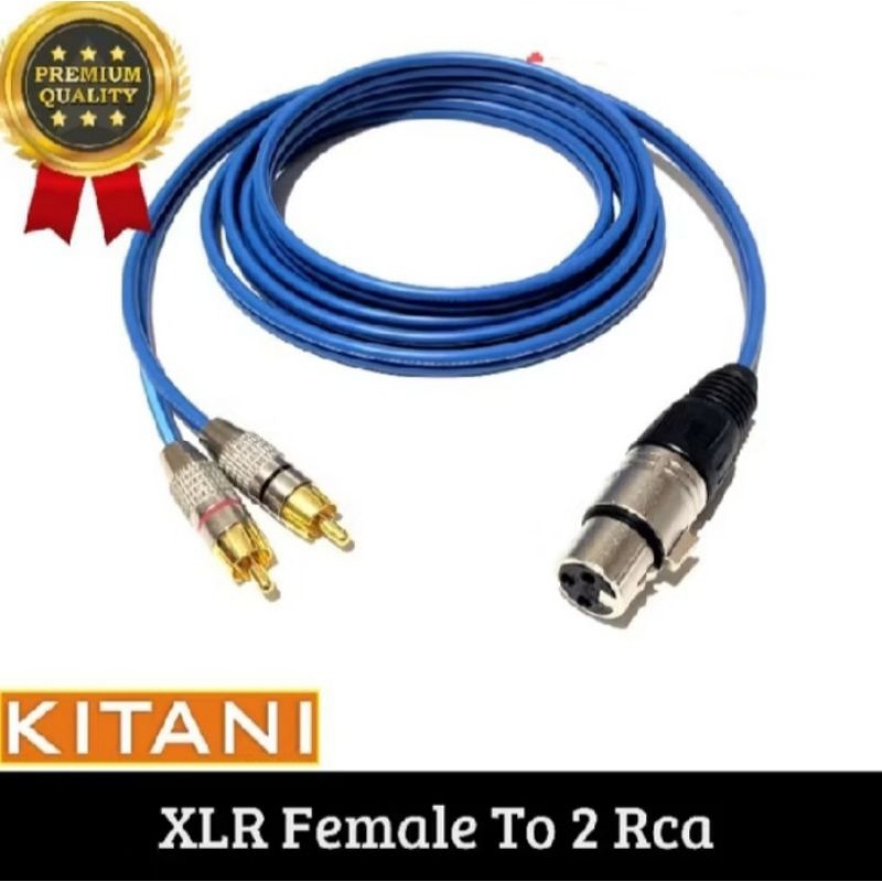 kabel Jack audio rca female 2 rca to 1 jack xlr female