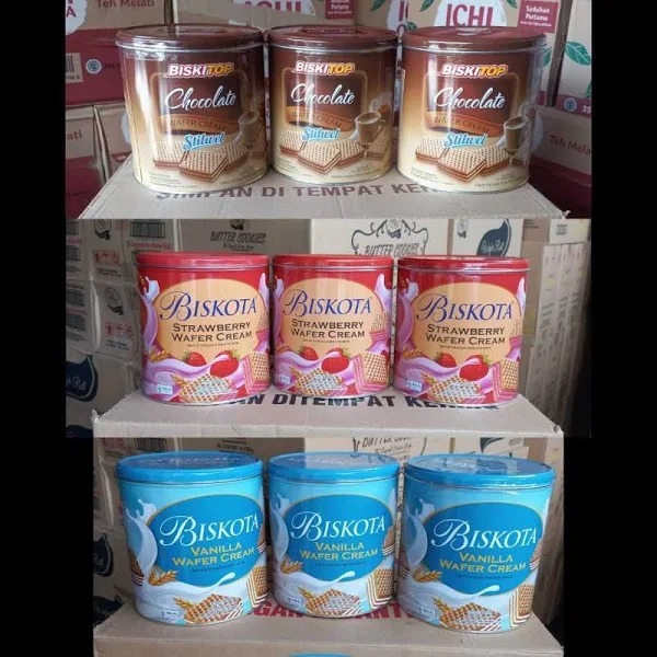 

BISKOTA Wafer Cream Rasa Coklat/Vanilla/Strawberry 1Karton isi 6